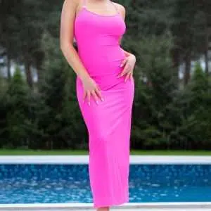 CR-4379 DRESS AND THONG HOT PINK