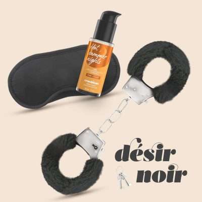 CRUSHIOUS D  SIR NOIR HANDCUFFS SET   SATIN BLINDFOLD AND WARMING EFFECT LUBRICANT