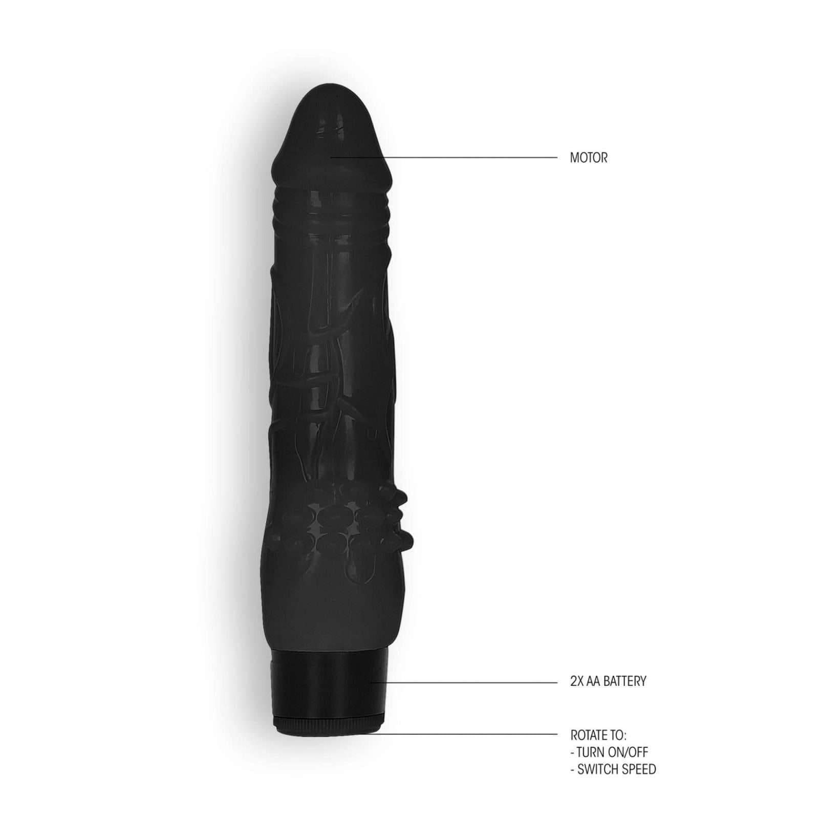 Gc 8' Fat Realistic Dildo Vibe Black