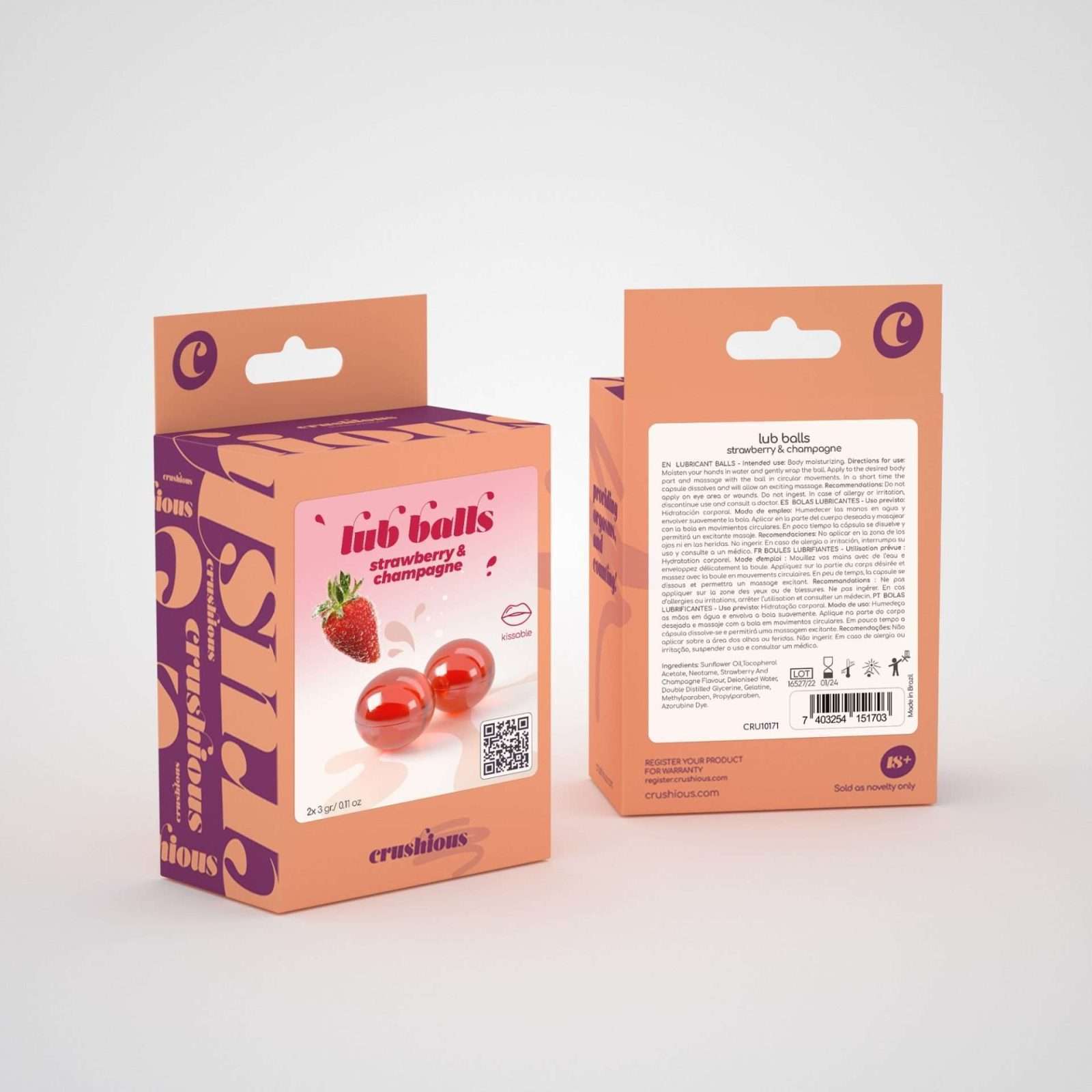 Lub Balls Strawberry & Champagne Flavoured Lubricating Balls Crushious