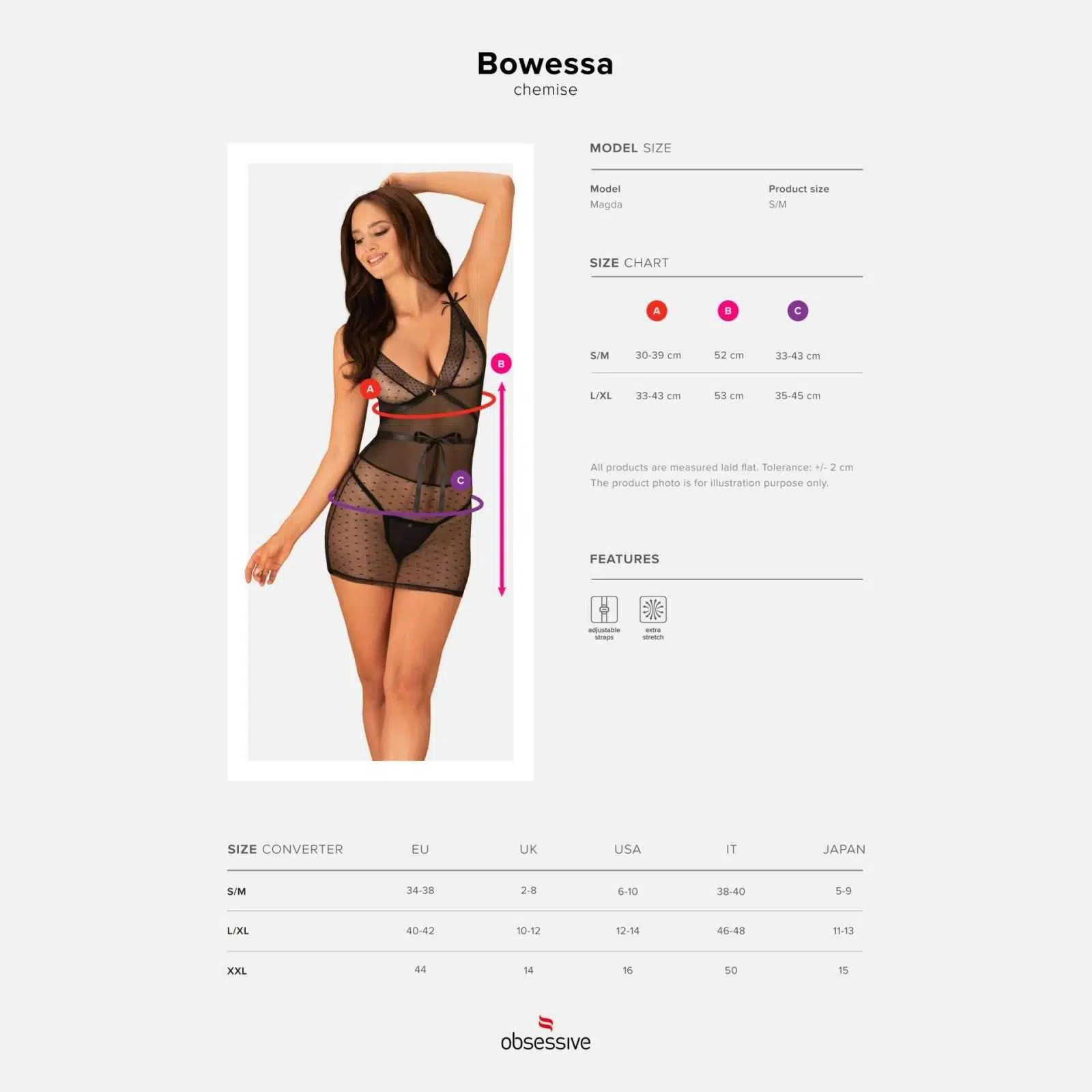 Obsessive Bowessa Chemise And Thong Black