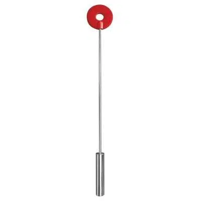 OUCH  LEATHER CIRCLE TIPPED METAL CROP RED