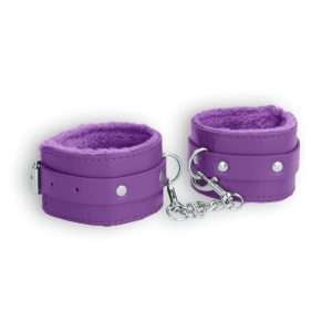 OUCH  PLUSH LEATHER WRIST CUFFS PURPLE