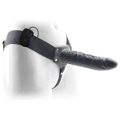 REAL RAPTURE AIR FEELING 8  HOLLOW VIBRATING STRAP-ON BLACK