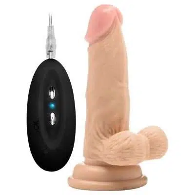 REALROCK 6    REALISTIC VIBRATOR WITH TESTICLES WHITE