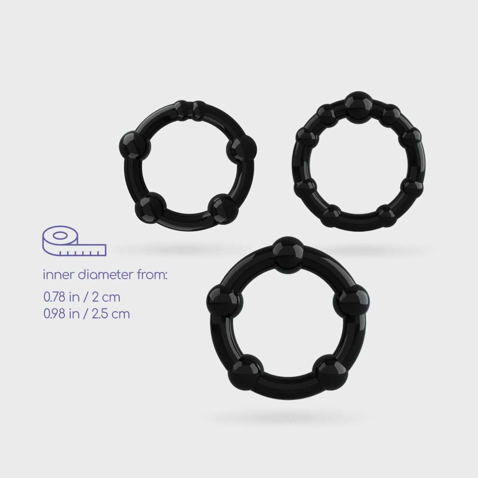 Triple Bead Cockring Set Black Crushious